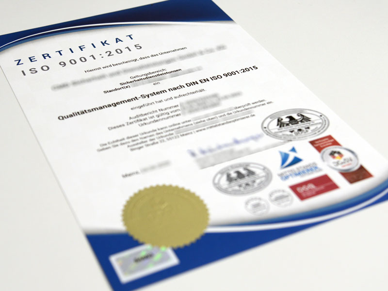 ISO 9001 Zertifikat Qualitätsmanagement